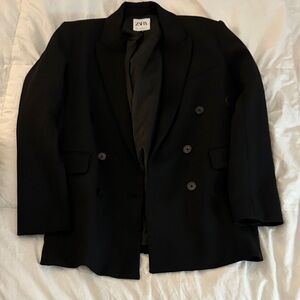 Zara Men's Elegant Black Double-Breasted Blazer